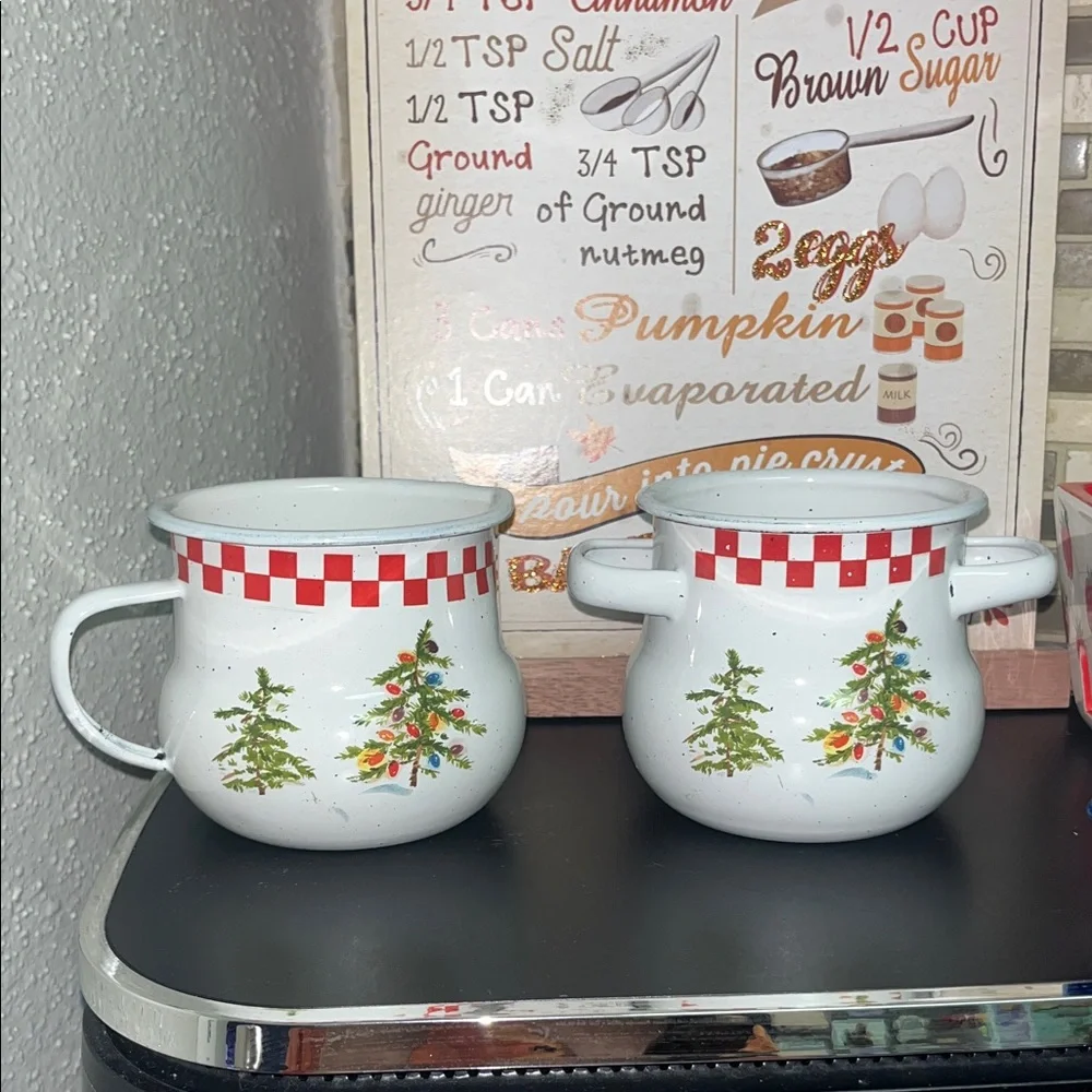 Hallmark The Mitford Snowmen Enamel Metal Sugar Bowl & Creamer Set Percy Karon - Picture 3 of 7